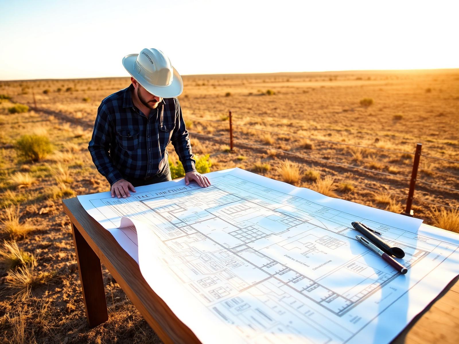 Engineer reviewing Texas site plans